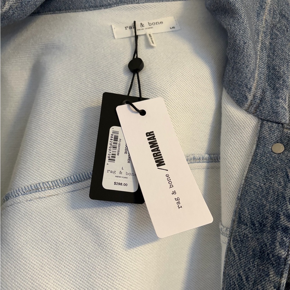 rag & bone Light Blue Hooded Denim Jacket - Picture 2 of 5